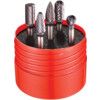 P880 No.2 Carbide Cylindrical Burr Set - 5 piece - TiALN Coated with plastic case thumbnail-0