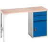 Verso Pedestal Bench 1500 x 600 x 930mm 2 Drawers and 1 Cupboard - Light Grey/Blue thumbnail-0