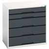 Verso Drawer Cabinet, 5 Drawers, Anthracite Grey/Light Grey, 800 x 800 x 550mm thumbnail-0