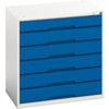Verso Drawer Cabinet, 6 Drawers, Blue/Light Grey, 800 x 800 x 550mm thumbnail-0