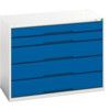 Verso Drawer Cabinet, 5 Drawers, Blue/Light Grey, 800 x 1050 x 550mm thumbnail-0