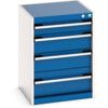 Cubio Drawer Cabinet, 4 Drawers, Blue/Light Grey, 700 x 525 x 525mm thumbnail-0
