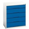 Verso Drawer Cabinet, 5 Drawers, Blue/Light Grey, 900 x 800 x 550mm thumbnail-0