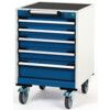 Cubio Mobile Storage Cabinet, 5 Drawers, Blue/Grey, 785 x 525 x 525mm thumbnail-0