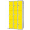 Compartment Locker, 9 Doors, Yellow, 1800 x 300 x 450mm, Nest of 3 thumbnail-0