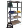 Standard Duty Shelving, 5 Shelves, 175kg Shelf Capacity, 1800mm x 1000mm x 600mm, Grey thumbnail-0