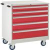 Euroslide Mobile Storage Cabinet, 5 Drawers, Red, 980 x 900 x 650mm thumbnail-0