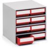Storage Cabinets, Polypropylene, Grey/Red, 400x400x395mm, 8 Drawers thumbnail-0