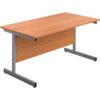 Single Upright Rectangular Desk, Beech/Silver, 1200 x 800mm thumbnail-0