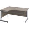 Single Upright Crescent Desk, Left Hand, Grey Oak/Silver, H1600 x W1200mm thumbnail-0