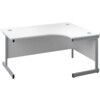 Single Upright Crescent Desk, Right Hand, Grey Oak/White, H1600 x W1200mm thumbnail-0
