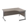 Single Upright Crescent Desk, Right Hand, Grey Oak/Silver, H1800 x W1200mm thumbnail-0