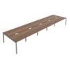 10 Person Double Bench Desk with Cut Out, Silver/Walnut, 1600 x 800mm thumbnail-0