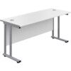Twin Upright Cantilever Rectangular Desk, White/Silver, 1200 x 800mm thumbnail-0