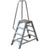 3-Tread,  Step Ladder, 0.7m, Aluminium, Large platform, Side Handrail, Silver thumbnail-0