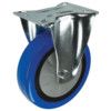 FIXED PLATE 100mm BLUE RUBBER TYRE thumbnail-0