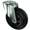 Pressed Steel Castor With Swivel Bolt Hole Rubber Tyre Steel Centre 125mm thumbnail-0