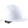 Safety Helmet With 6 Point Harness, White, ABS, Vented, Reduced Peak, Includes Side Slots thumbnail-0