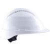 Safety Helmet With 6 Point Harness, White, ABS, Vented, Reduced Peak, Includes Side Slots thumbnail-1