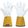 General Handling Gloves, White/Yellow, Leather Coating, Unlined, Size 7 thumbnail-0