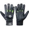 517 Tegera® Mechanical Hazard Gloves, Black/Green, Fleece/Polyester Liner, Synthetic Leather Coating, EN388: 2016, 1, 1, 2, 1, X, Size 10 thumbnail-0