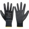 2100251 Workeasy Mechanical Hazard Gloves, Black, Polyester Liner, Polyurethane Coating, EN388: 2003, 3, 1, 2, 1, Size 11 thumbnail-0