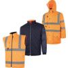 Hi-Vis Reversible Coat, 5-in-1, Waterproof, Large, Orange, Polyester, EN20471 thumbnail-0