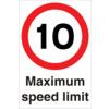 Max Site Speed Limit 10mph Polycarbonate Sign 300mm x 400mm thumbnail-0