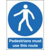 Pedestrians Must use this Route Rigid PVC Sign 148mm x 210mm thumbnail-0
