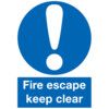 Fire Escape Keep Clear Rigid PVC Sign 210mm x 297mm thumbnail-0