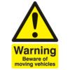 Beware of Moving Vehicles Rigid PVC Warning Sign 210mm x 297mm thumbnail-0