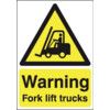 Fork Lift Trucks Vinyl Warning Sign 210mm x 297mm thumbnail-0
