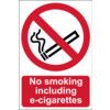 No Smoking Including E-Cigarettes Rigid PVC Sign 200mm x 300mm thumbnail-0
