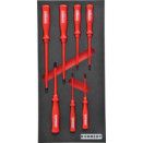 7 Piece Electrician's Insulated VDE Square Handle Section Screwdriver Set in Tool Control 1/3 Width Foam Inlay.
 thumbnail-0