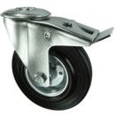 Pressed Steel Castors, Medium Duty, Rubber Tyred Wheel, Pressed Steel Centre thumbnail-0