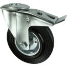Pressed Steel Castors, Medium Duty, Rubber Tyred Wheel, Pressed Steel Centre thumbnail-1