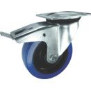 Medium to Heavy Duty Pressed Steel Castors - Rubber Tyred Wheel with Nylon Centre - Roller Bearing  thumbnail-1