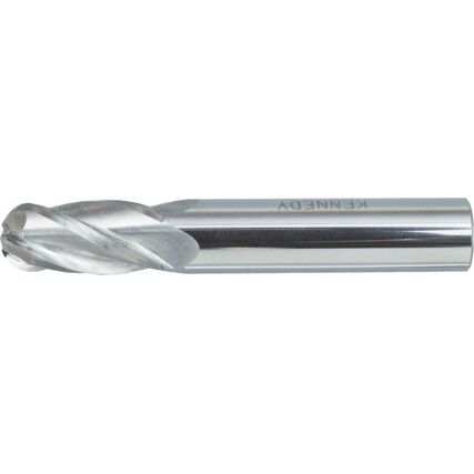 Long, Ball Nose End Mill, 16mm, 4 fl, Carbide, Uncoated