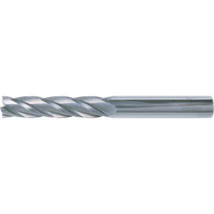 End Mill, Long, 1/4in., Plain Round Shank, 4fl, Carbide, Uncoated