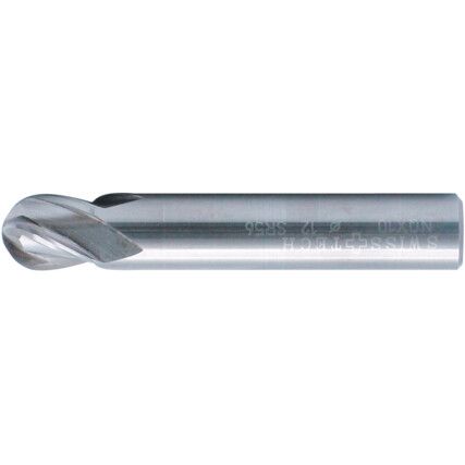 56 Short, Short, Ball Nose End Mill, 10mm, 4 fl, Solid Carbide, Uncoated