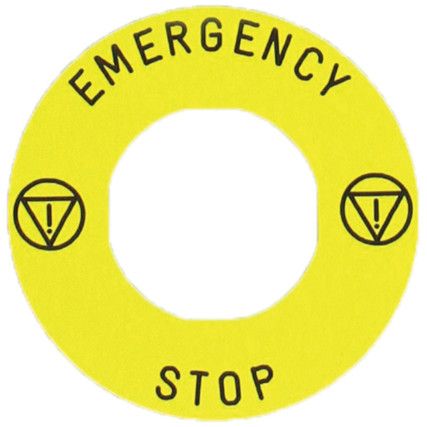 Legend Plate, Marked, For Emergency Stop Buttons