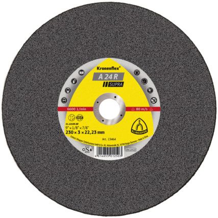 Cutting Disc, Kronenflex, 30-Medium/Coarse, 230 x 3 x 22.23 mm, Type 41, Aluminium Oxide