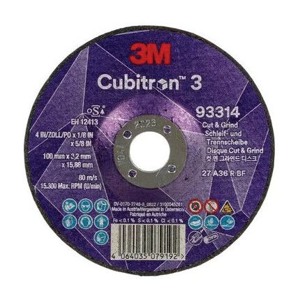 CUT & GRIND DISC 93314 36+T27100mmX3.2mmX15.88mm