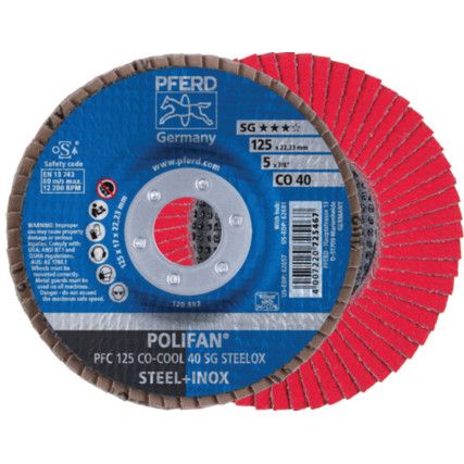 Polifan Power, Flap Disc, PFC125, 125 x 22.23mm, Conical (Type 29), P40, Aluminium Oxide