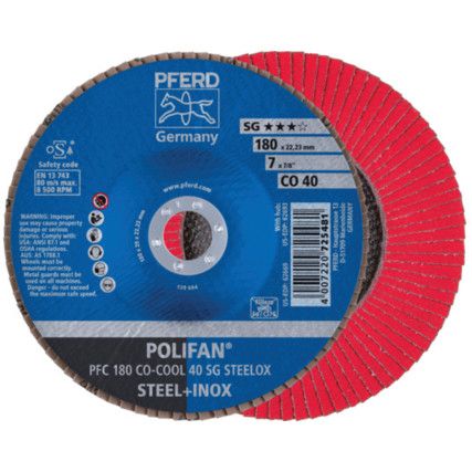 Polifan Power, Flap Disc, PFC180, 180 x 22.23mm, Conical (Type 29), P40, Aluminium Oxide