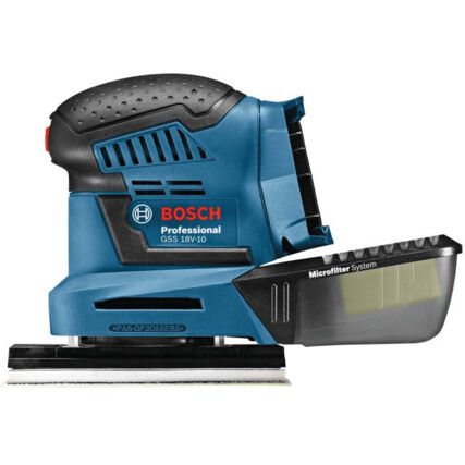 GSS 18V-10 Multi-Base Cordless Palm Sander with  Accessories Set Body Only Version - No Batteries or Charger Supplied.   - 0 601 9D0 200