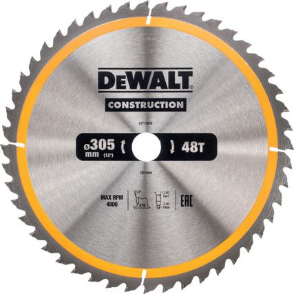 DT1959-QZ Construction Circular Saw Blade for use with Stationary Machines 305 x 30mm x 48T