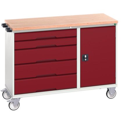 MAINTENANCE TROLLEY 5 DRAWER MPX TOP GREY/RED
