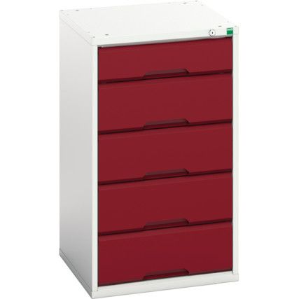 Verso Drawer Cabinet, 5 Drawers, Light Grey/Red, 900 x 525 x 550mm