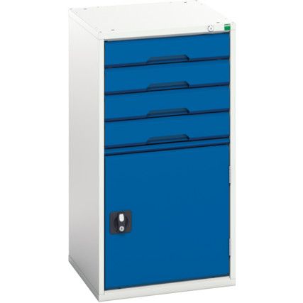 Verso Combination Cupboard 525x550x1000mm 4x Drawers - Light Grey/Blue